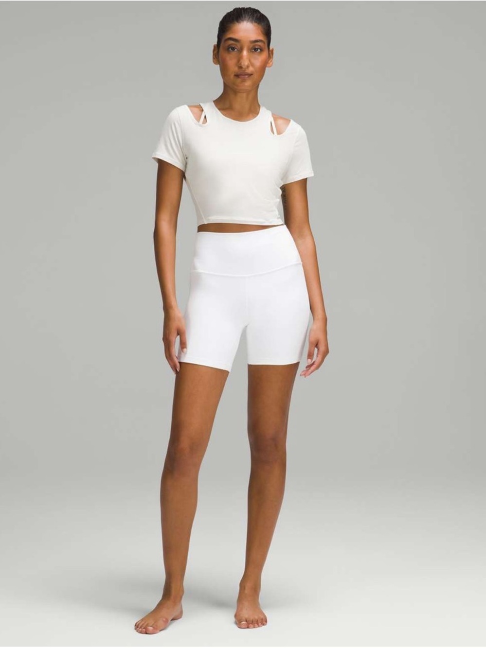 NWT Lululemon Shoulder Cut Out Yoga T Shirt Bone Size 12 Activewear Athleisure - Picture 5 of 11